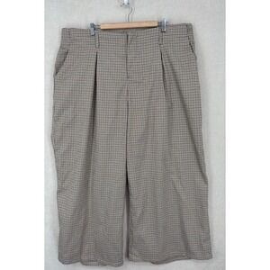 Cider Pants Womens Plus 4XL Brown Black Wide Leg Plaid High Rise Academia